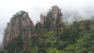 云雾缭绕的壮丽山峰景观