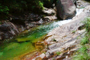 山间碧绿水潭美景