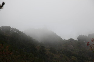 山间云雾缭绕的朦胧景致