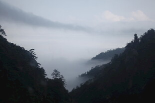 山间云雾缭绕的壮美景色