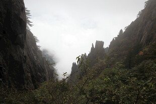 云雾缭绕的山间景致