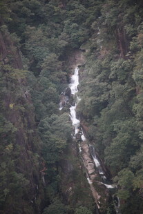 山间瀑布穿行茂密丛林