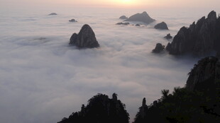 云海中的奇峰景观