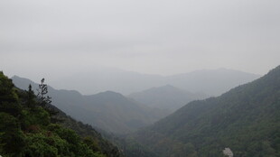 雾霭中的连绵山峦