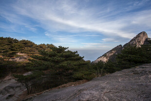 山间美景 蓝天白云与绿树
