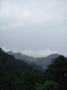 山间云雾缭绕的秀丽景致