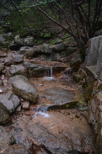 山间溪流与嶙峋石块