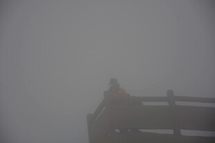 雾中模糊的建筑一角