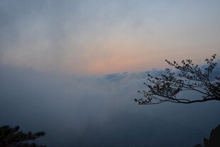 山间云雾缭绕的静谧景致