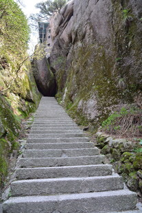 山间石阶蜿蜒入幽境