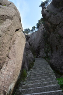 山间石阶蜿蜒入景
