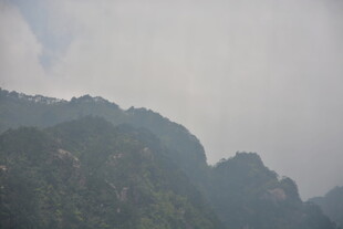 云雾缭绕的翠绿山峦