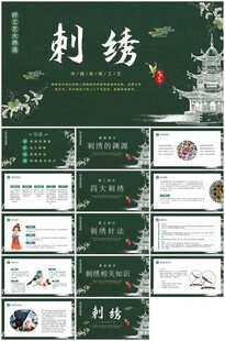 刺绣主题PPT模板展示