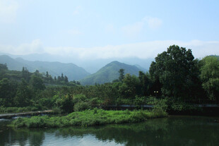 山水相依的静谧自然景观