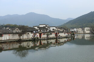 江南水乡湖畔古村景致