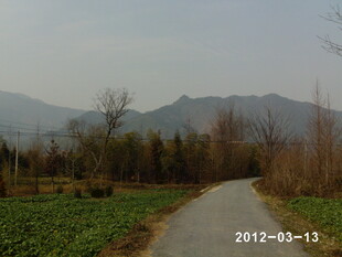 乡村小路旁的田野与远山