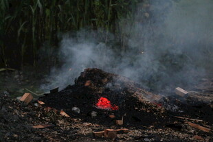 野外篝火堆 炽热燃烧中