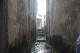 狭窄潮湿的老旧小巷