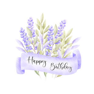 薰衣草生日祝福插画