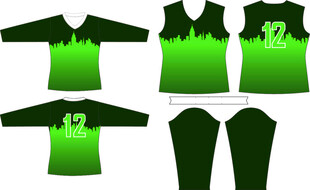 v领女款绿色时尚运动服饰套装