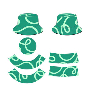 绿色花纹渔夫帽设计图