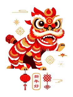 喜庆舞狮贺岁图