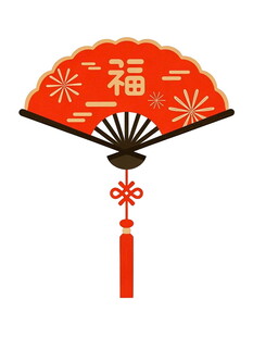 中式福字折扇装饰挂件