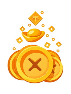 金币元宝堆叠财富象征