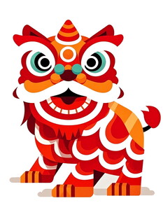 可爱舞狮卡通形象