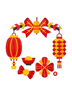 喜庆中式春节装饰元素