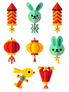 可爱中式节日装饰元素