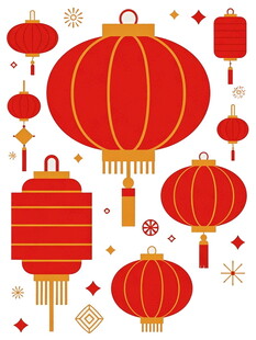 喜庆中式红灯笼装饰图案