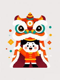 萌娃扮狮头喜庆迎佳节