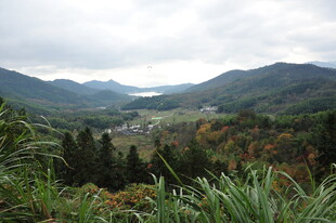 山间秋景 绿意与秋色交织