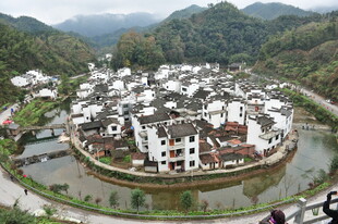 江南水乡古村落俯瞰图