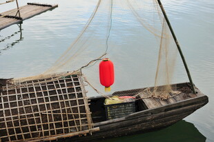 水上渔船与红色灯笼