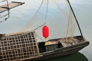 江上渔船挂红灯笼