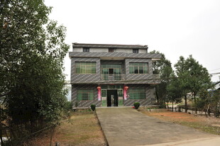 乡村两层楼房 绿树环绕