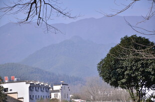 山村景致 远山近树与建筑