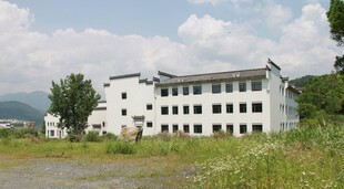 乡村白楼 静立绿野蓝天间