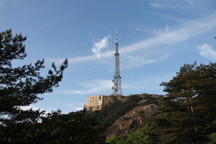 山顶通信塔与周边树木