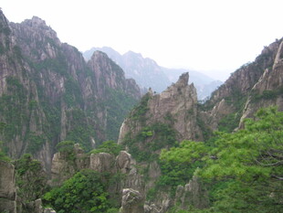 壮丽群山间的翠绿景致