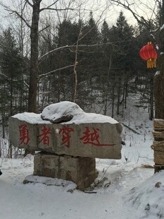 雪覆石碑的自然景致