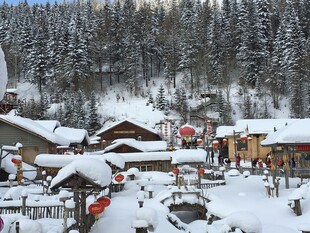 冬日雪中小镇美景