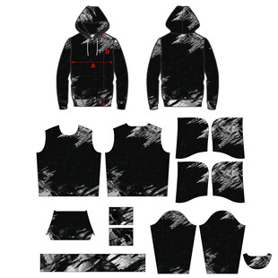 黑色连帽卫衣设计拆解图