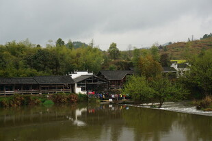 湖畔中式建筑与自然景致