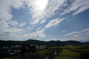 乡村田野间的晴朗风光