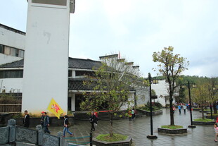 雨中中式建筑景观