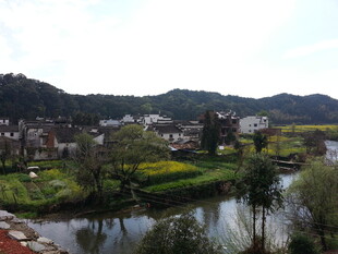 乡村河畔田园风光美景