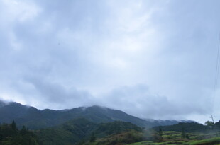 山间云雾缭绕的秀丽景致